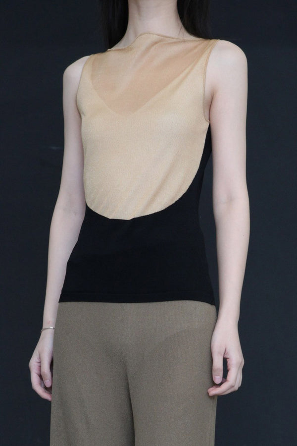 SWAYING/KNIT fake two-piece see-through vest SW24SS1T42 black PS74